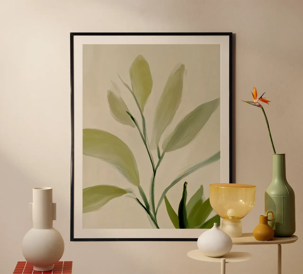 Sussurro verdeggiante poster con telaio in legno da Seed & Signal