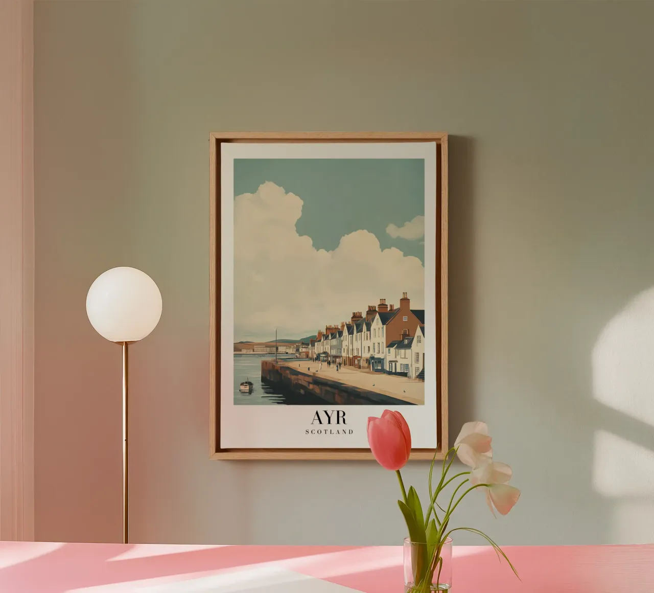 Ayr Scotland Harbor Art Print - Kuststadje Charme canvas met Baklijst van homdeco