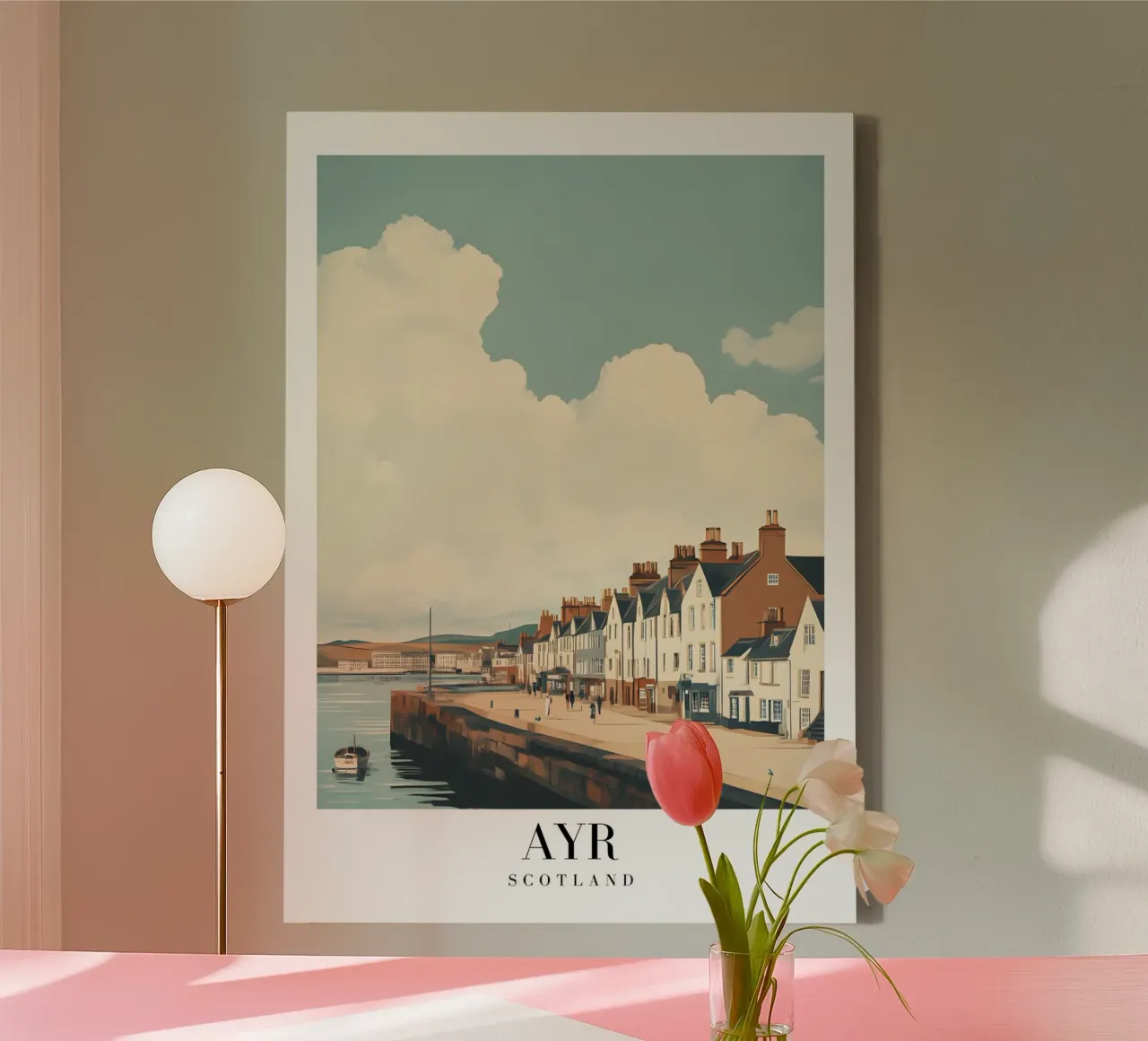 Ayr Scotland Harbor Art Print - Kuststadje Charme canvas met Baklijst van homdeco