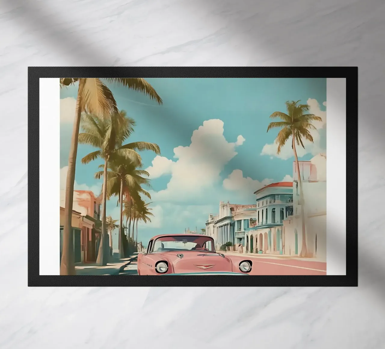 Stampa d'arte su auto d'epoca dell'Avana - Cuba Retro Scene zerbino da homdeco