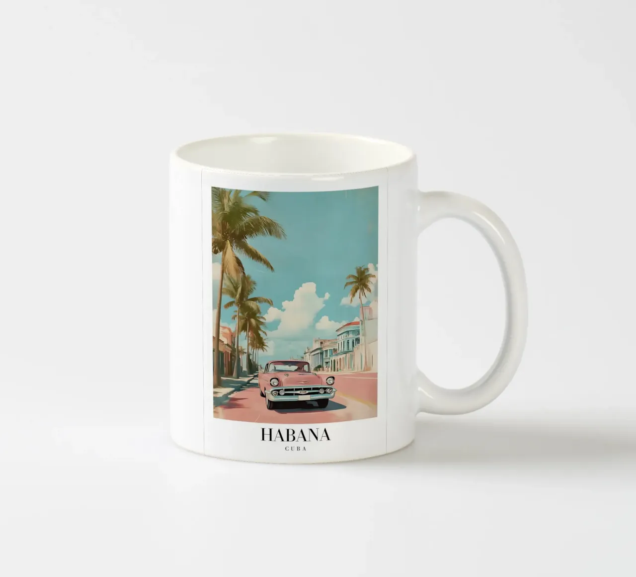 Stampa d'arte su auto d'epoca dell'Avana - Cuba Retro Scene tazza in ceramica da homdeco