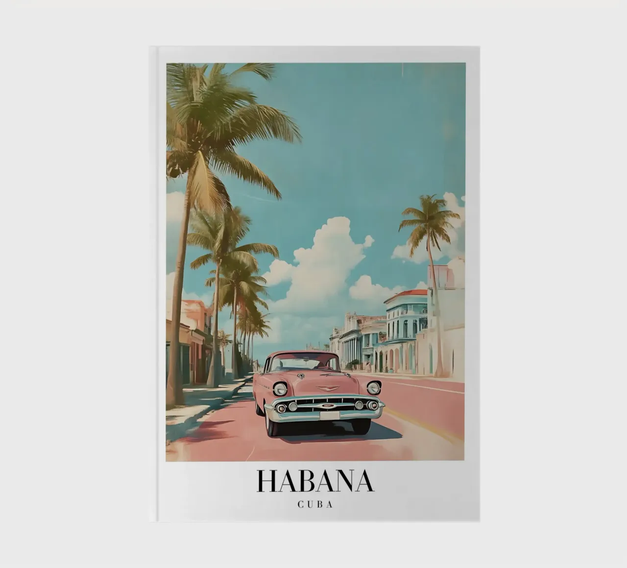 Impression d'art sur les voitures classiques de La Havane - Scène rétro de Cuba carnet de notes de homdeco