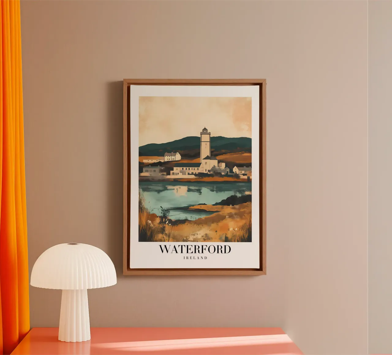 Waterford Vuurtoren Kunstdruk - Ierse Kust canvas met Baklijst van homdeco