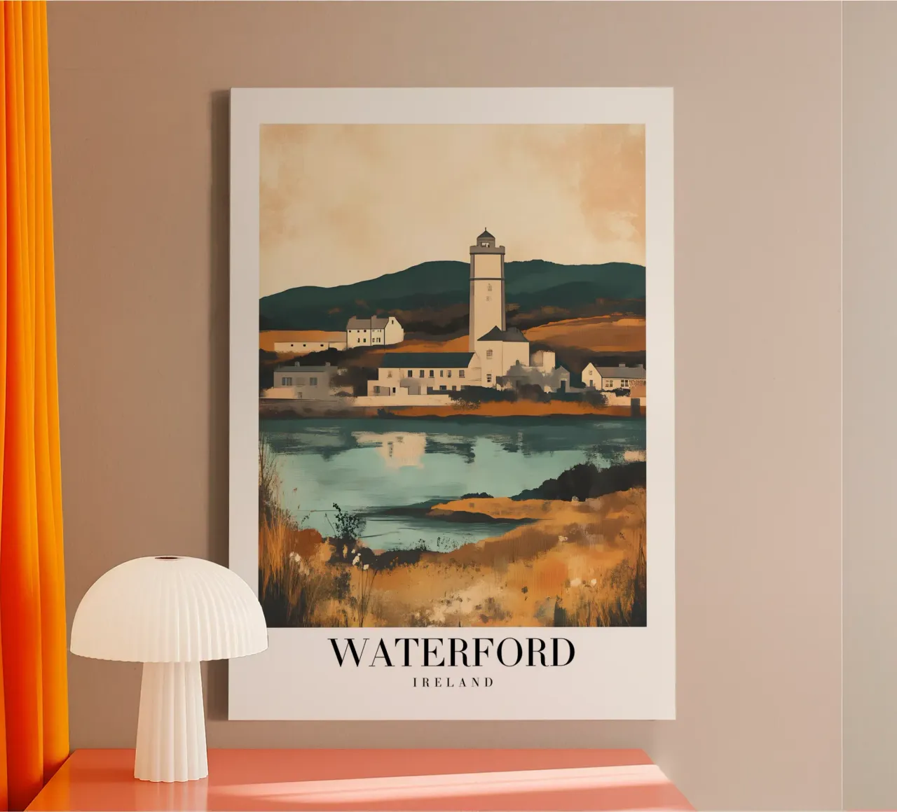 Waterford Vuurtoren Kunstdruk - Ierse Kust canvas met Baklijst van homdeco