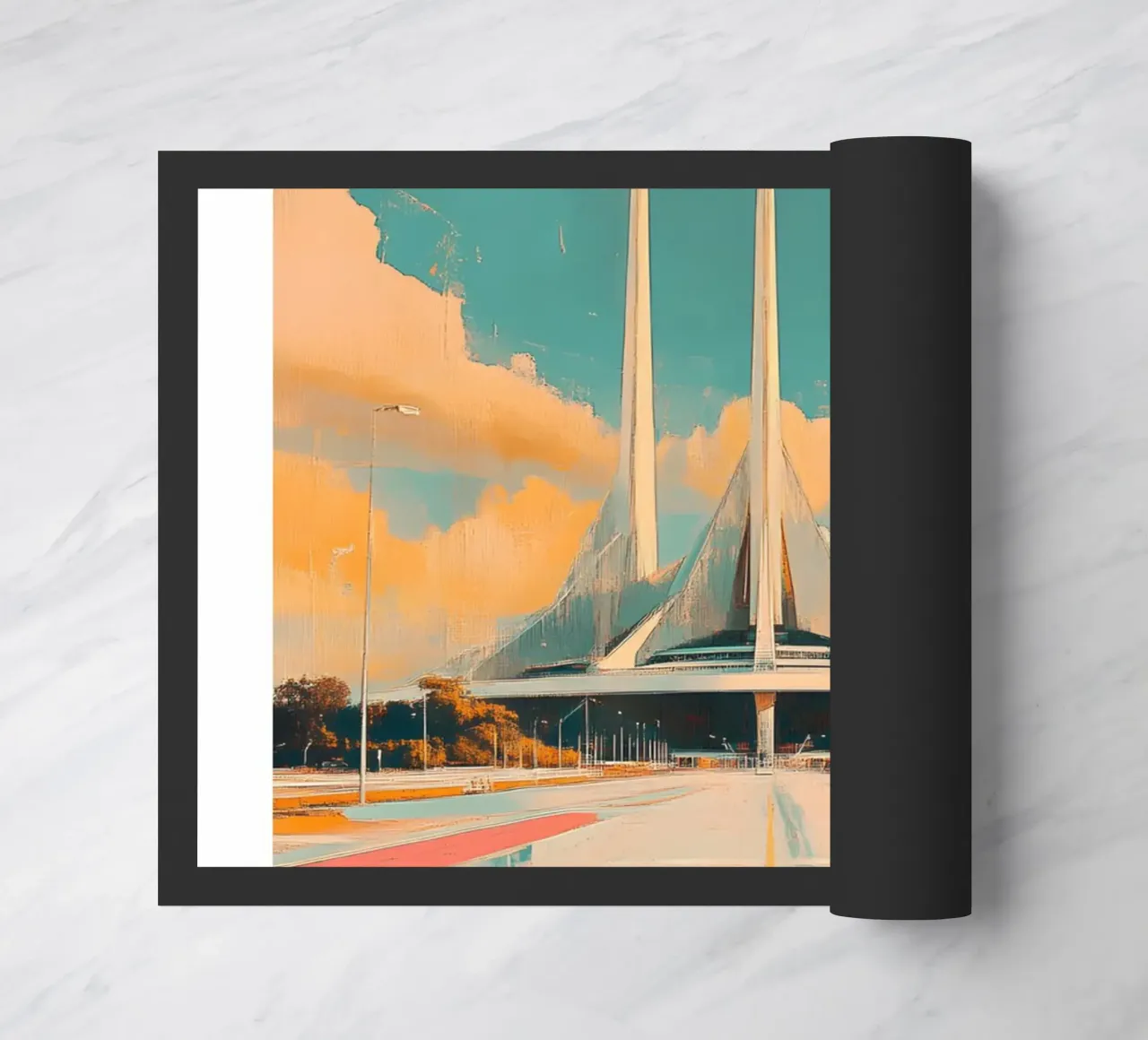 Brasília National Congress Art Print - Modernist Architectur doormat by homdeco