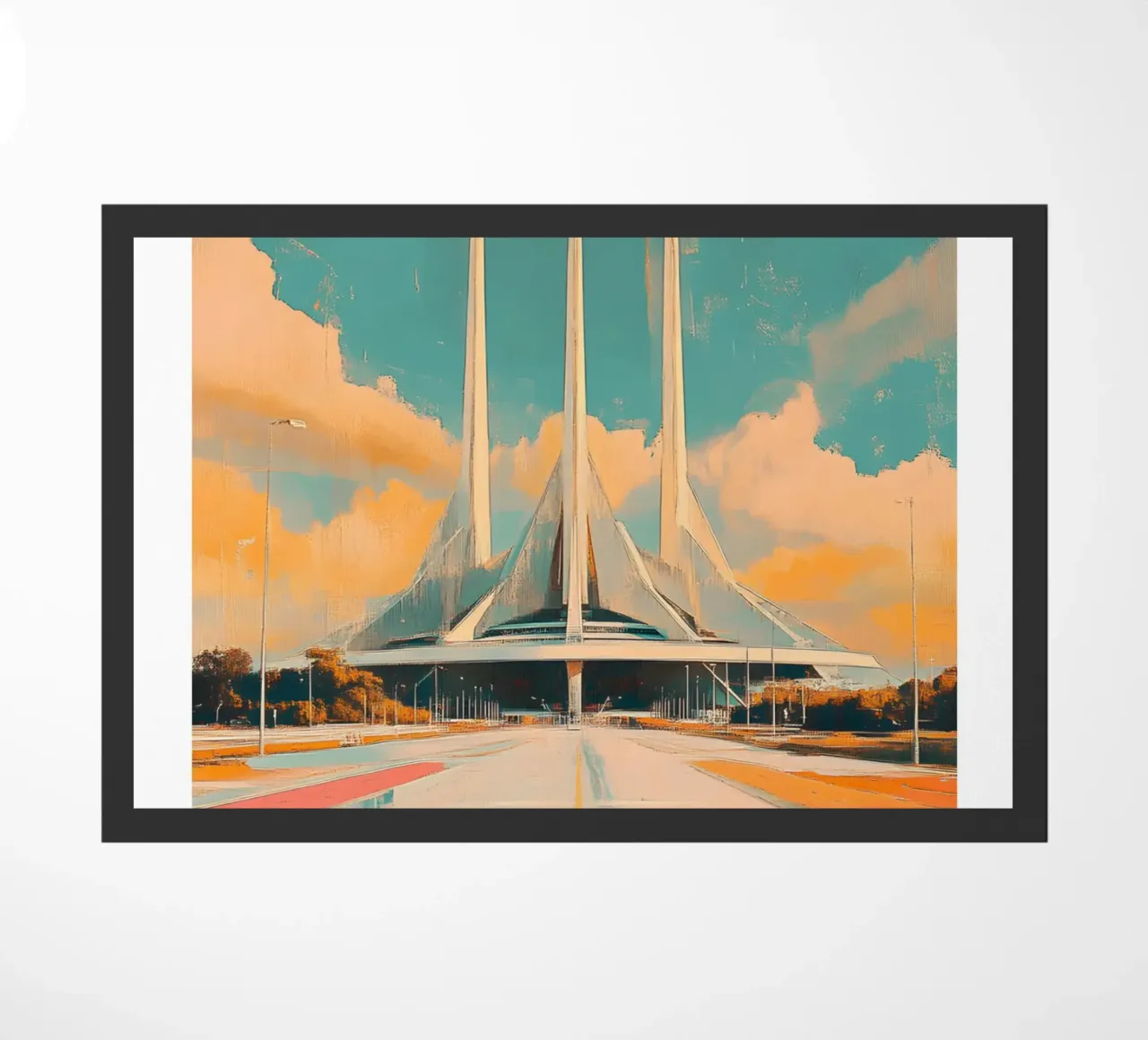 Brasília National Congress Art Print - Modernist Architectur doormat by homdeco