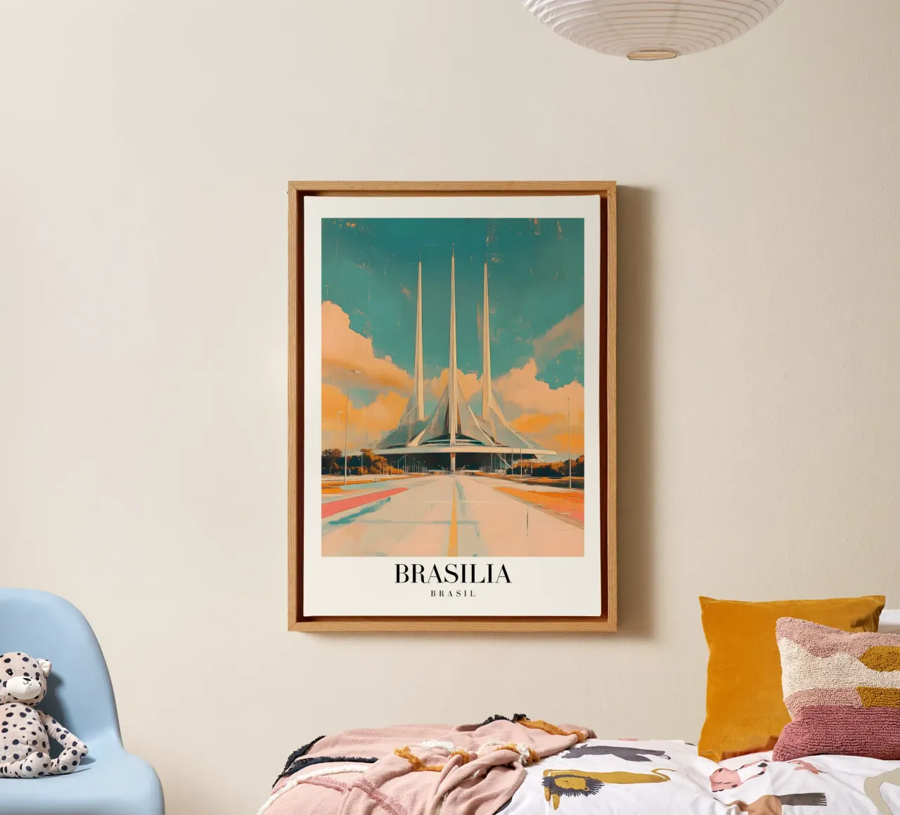 Brasília Nationaal Congres Kunstdruk - Modernistische Architectur canvas met Baklijst van homdeco