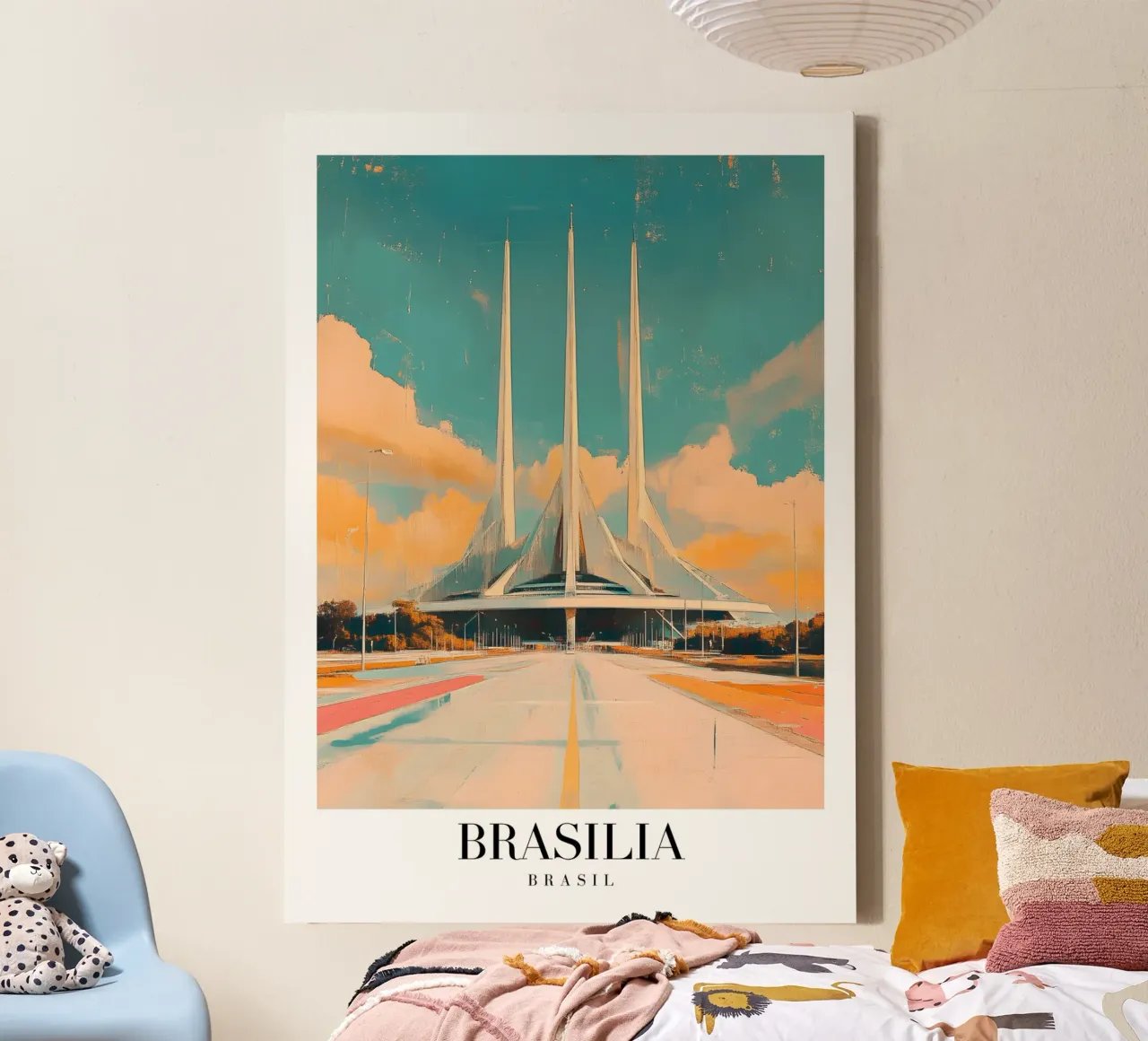 Brasília Nationaal Congres Kunstdruk - Modernistische Architectur canvas met Baklijst van homdeco