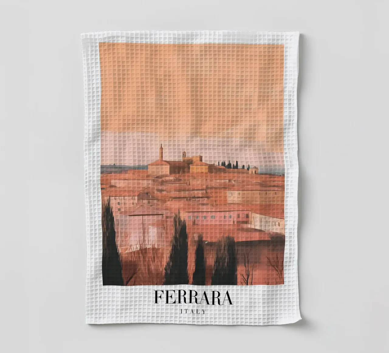 Ferrara Cityscape Art Print - Italian Renaissance tea towel by homdeco