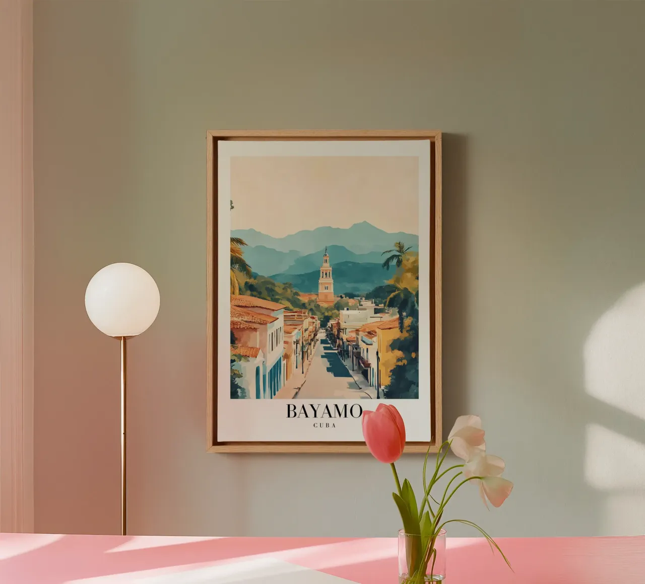 Bayamo Cuba stadsgezicht kunstdruk - historische charme canvas met Baklijst van homdeco