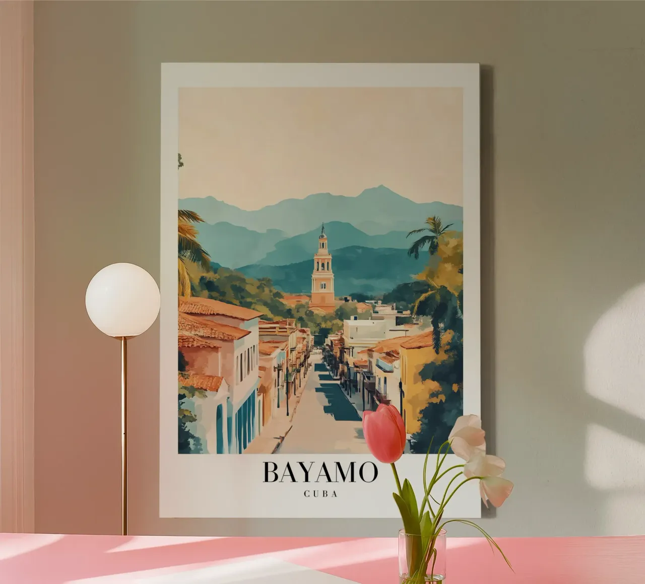 Bayamo Cuba stadsgezicht kunstdruk - historische charme canvas met Baklijst van homdeco