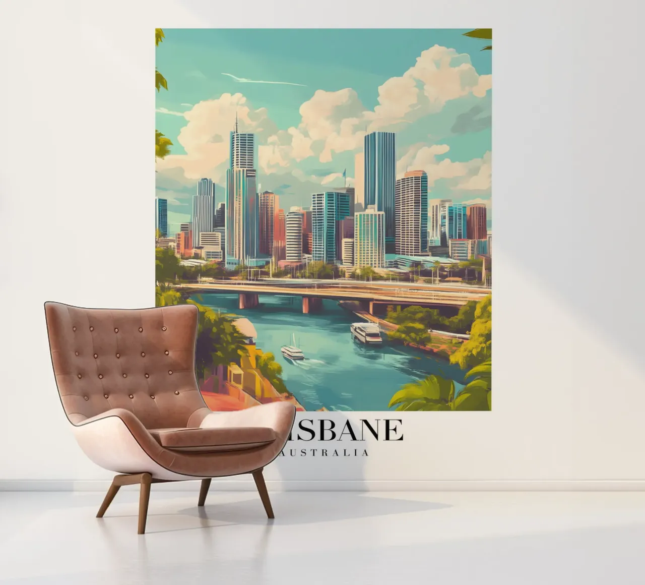 Brisbane Skyline Art Print - River City Australia photo wallpaper by homdeco