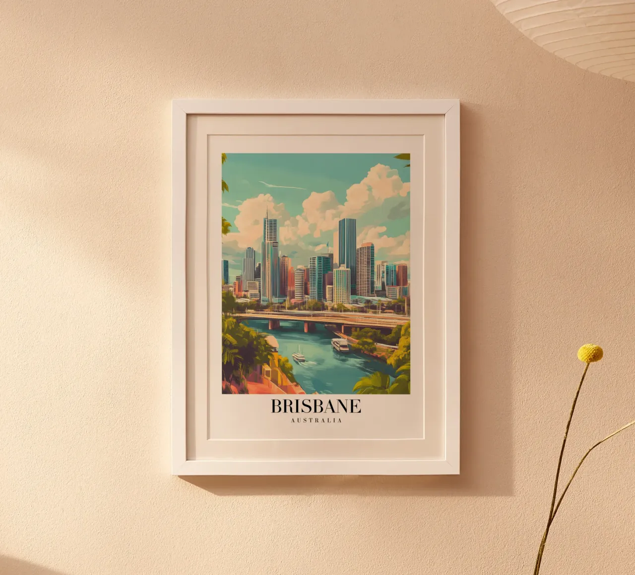 Brisbane Skyline Art Print - River City Australia poster by homdeco