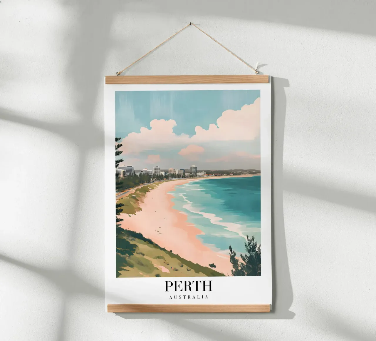 Perth Strand Kunstdruk - Australische Kuststad poster met kunststof frame van homdeco