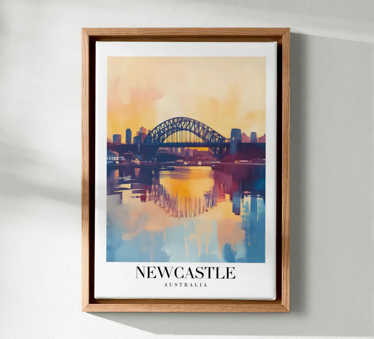 Newcastle Bridge Art Print - Australische havenstad canvas met Baklijst van homdeco