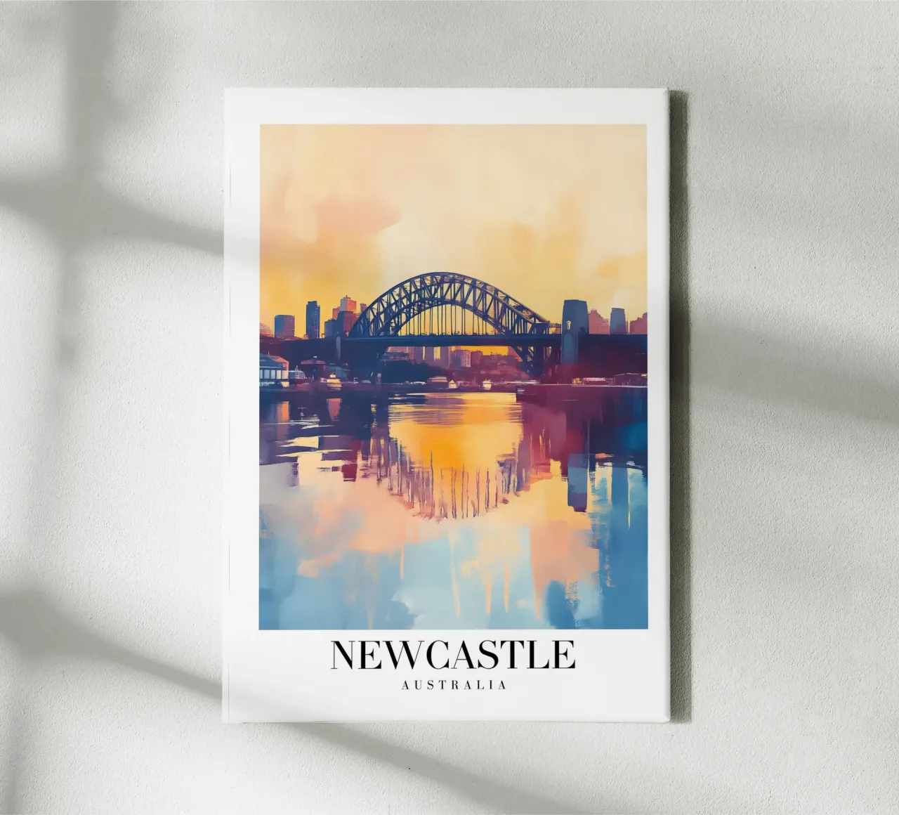 Newcastle Bridge Art Print - Australische havenstad canvas met Baklijst van homdeco