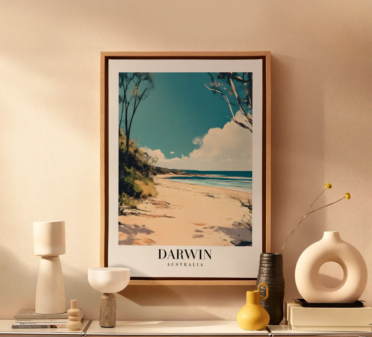 Stampa d'arte sulla spiaggia di Darwin - Costa del Territorio del Nord tela con Cornice a cassetta da homdeco