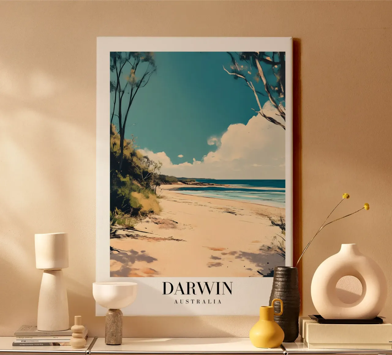 Stampa d'arte sulla spiaggia di Darwin - Costa del Territorio del Nord tela con Cornice a cassetta da homdeco