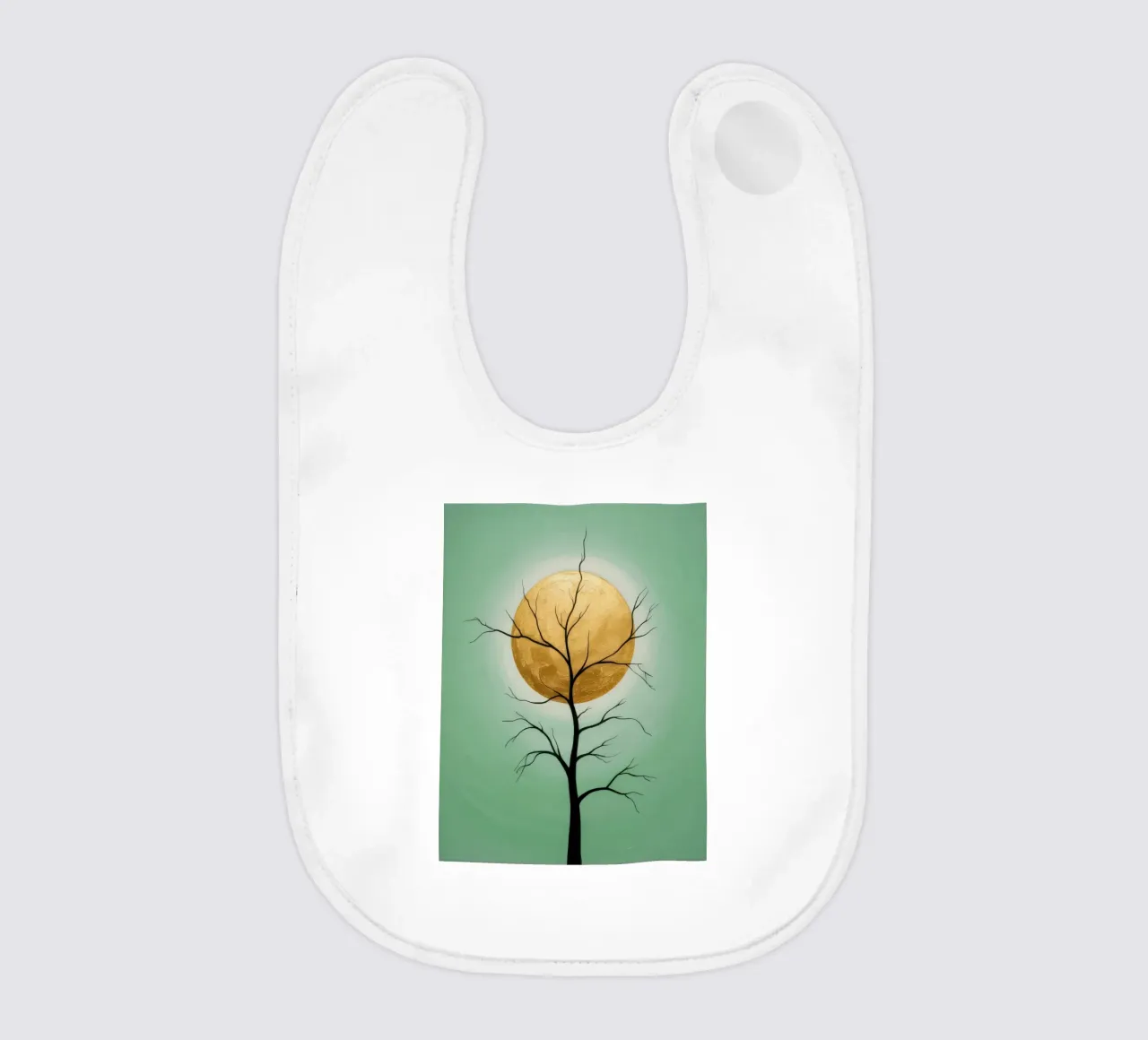 Sole dorato davanti a un albero, pittura astratta bavaglino da RB-Digital-Paintings