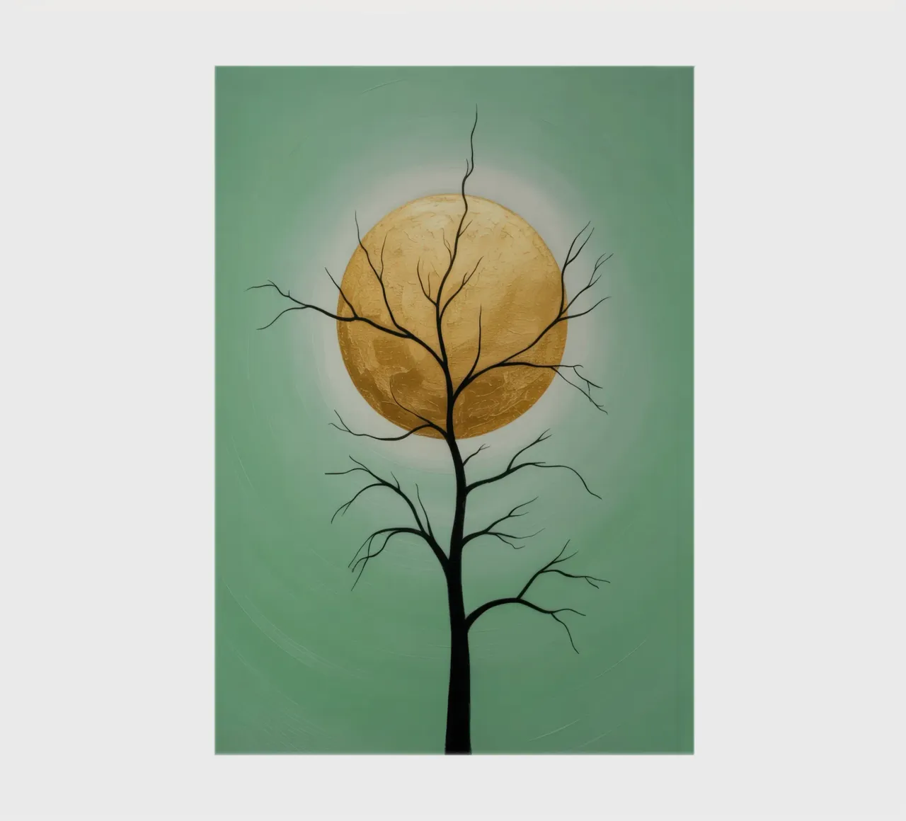 Golden sun in front of a tree, abstract painting notebook by RB-Digital-Paintings