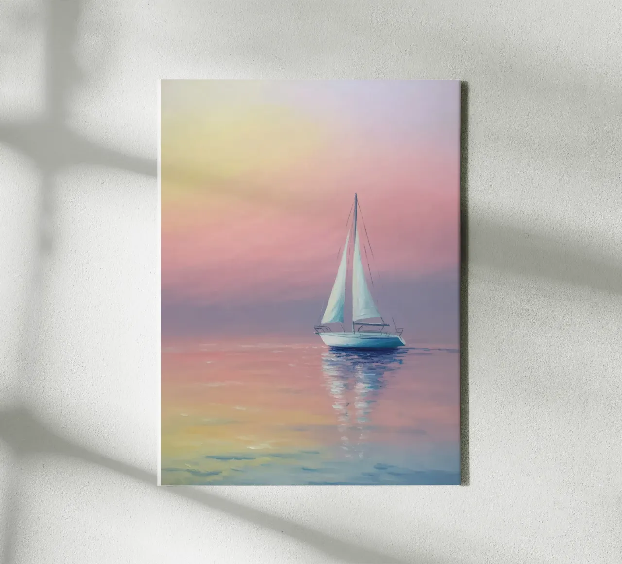 Zeildroom in het avondlicht - Pastelschilderij met jacht canvas met Baklijst van RB-Digital-Paintings