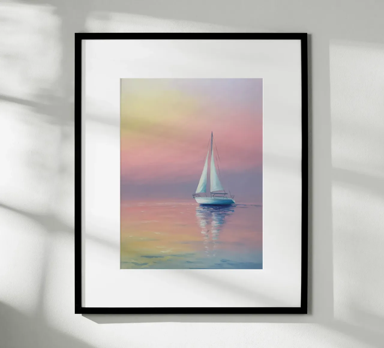 Sogno di navigazione nella luce della sera - Pittura a pastello con yacht poster da RB-Digital-Paintings