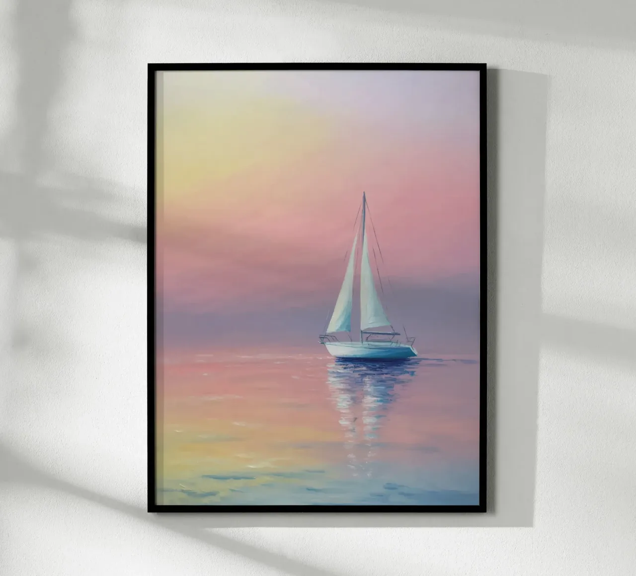 Sogno di navigazione nella luce della sera - Pittura a pastello con yacht poster da RB-Digital-Paintings