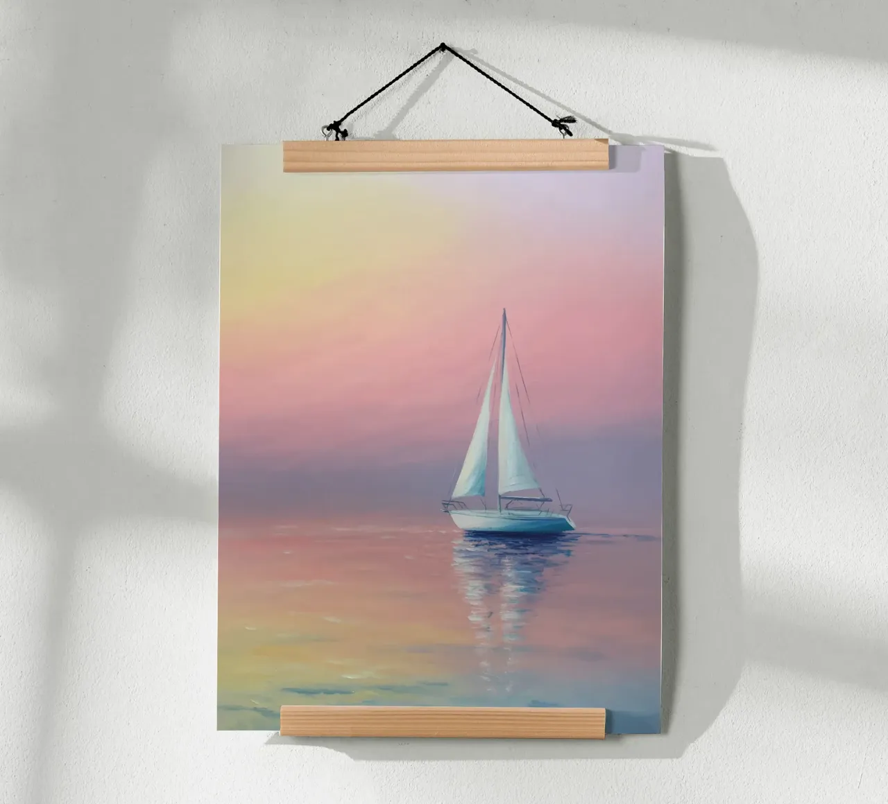 Sogno di navigazione nella luce della sera - Pittura a pastello con yacht poster da RB-Digital-Paintings