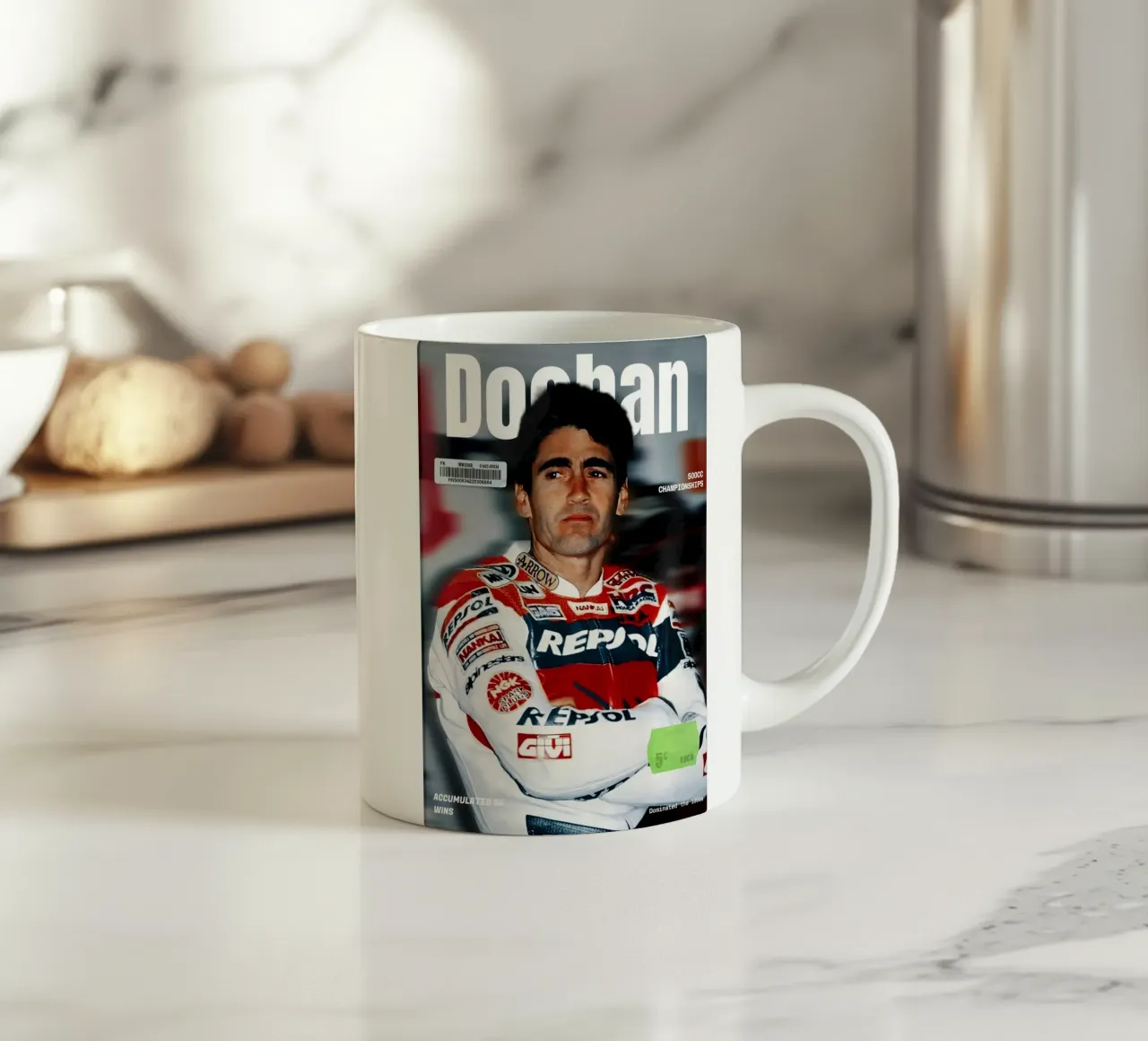 Mick Doohan tazza in ceramica da Low poly art