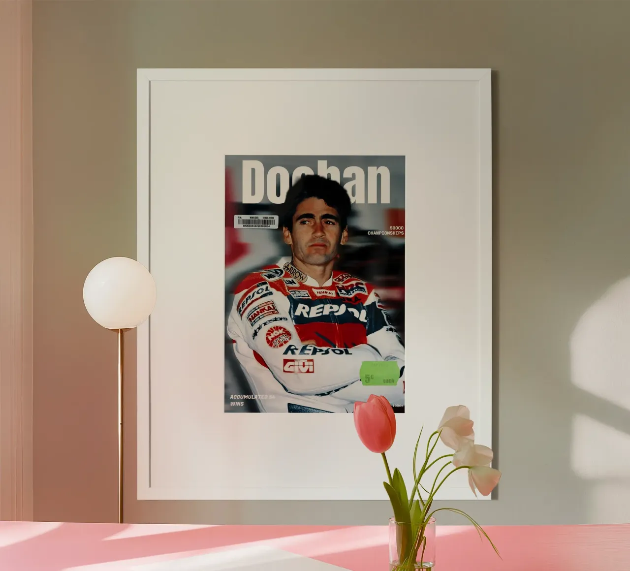 Mick Doohan poster con telaio in legno da Low poly art