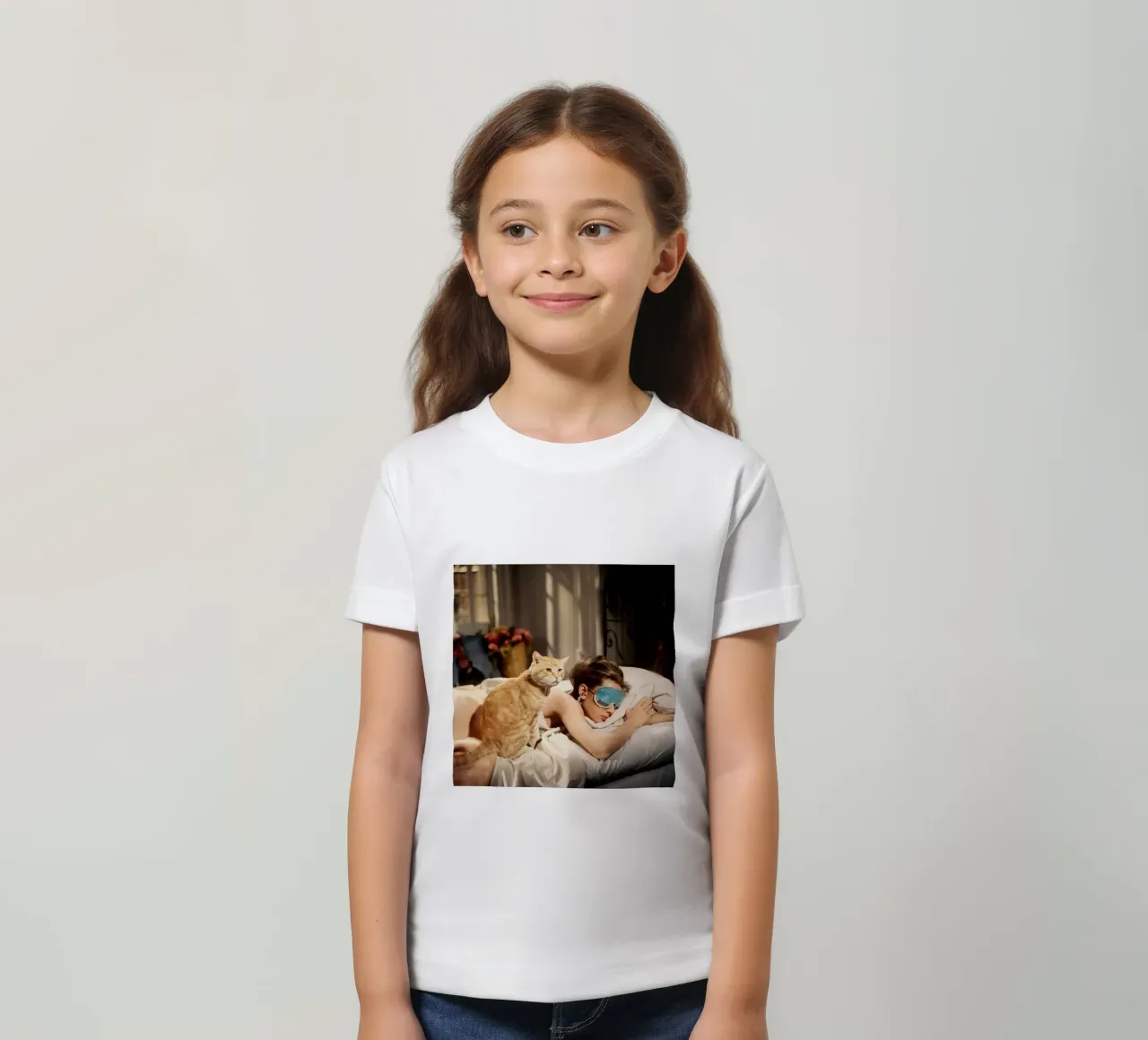 Audrey With A Cat kids t-shirt by Martin studio