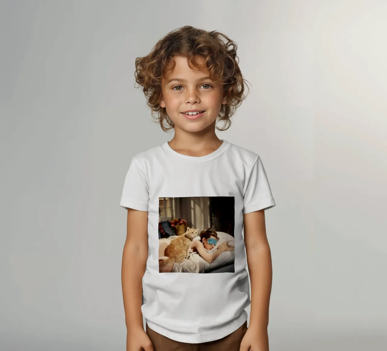 Audrey With A Cat kids t-shirt by Martin studio