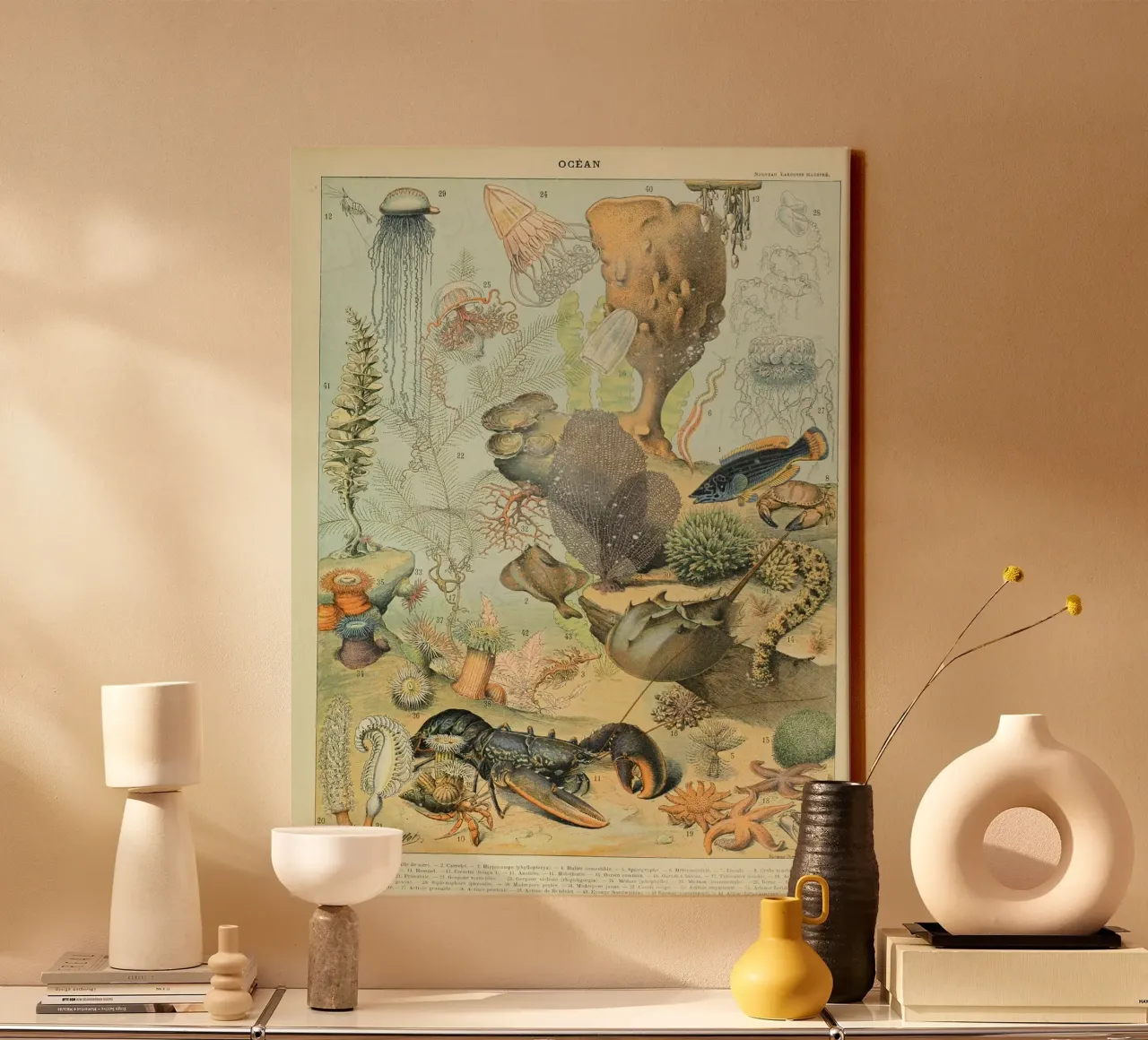 kreeft kwal algen koraal zeewier canvas met Baklijst van Graham Robertson