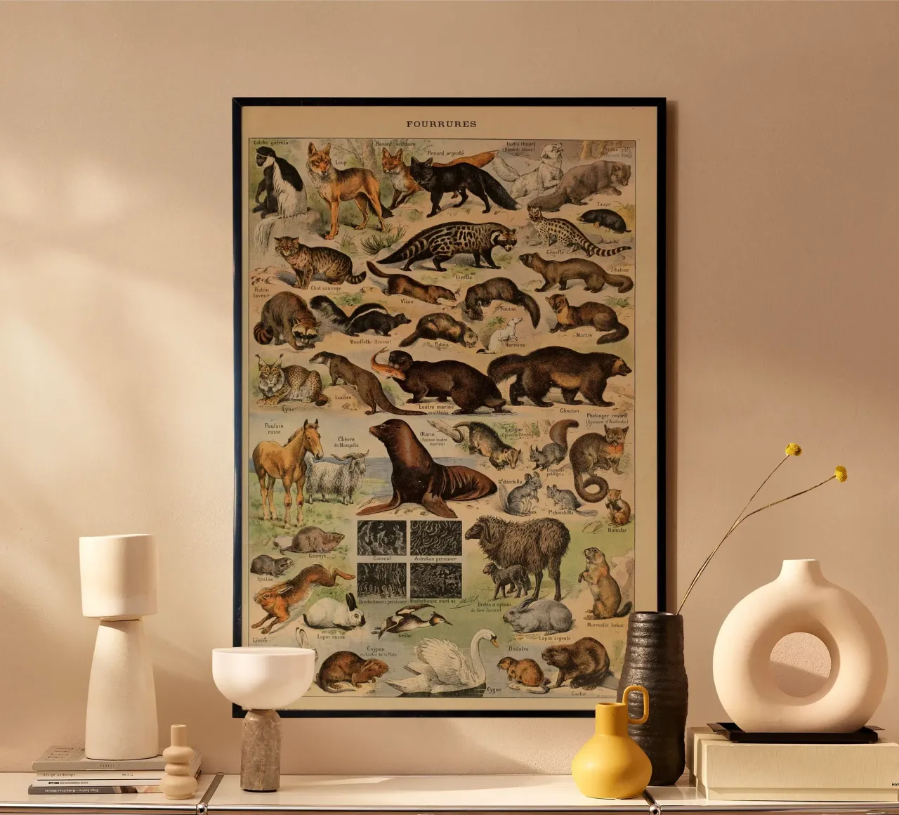 volpe lupo ocelot martora scoiattolo poster con telaio in plastica da Graham Robertson