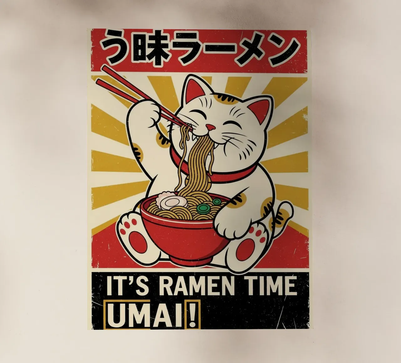 UMAI RAMEN CAT POSTER GIAPPONESE pellicola backlit da Sentinal
