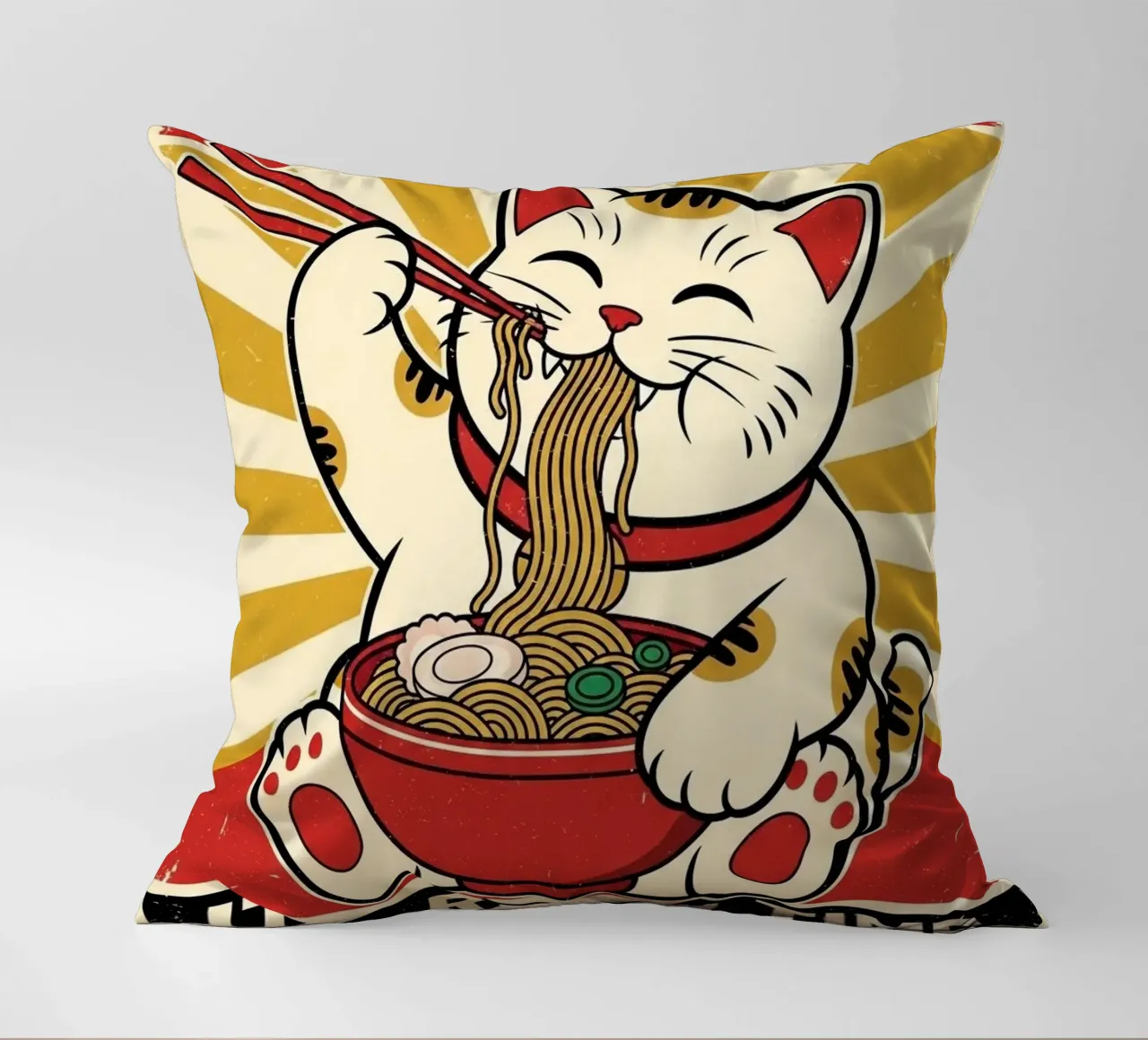 UMAI RAMEN CAT POSTER GIAPPONESE cuscino da Sentinal