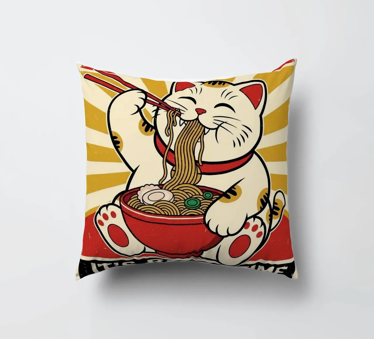 UMAI RAMEN CAT POSTER GIAPPONESE cuscino da Sentinal