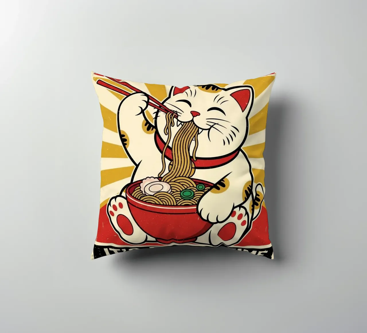 UMAI RAMEN CAT POSTER GIAPPONESE cuscino da Sentinal