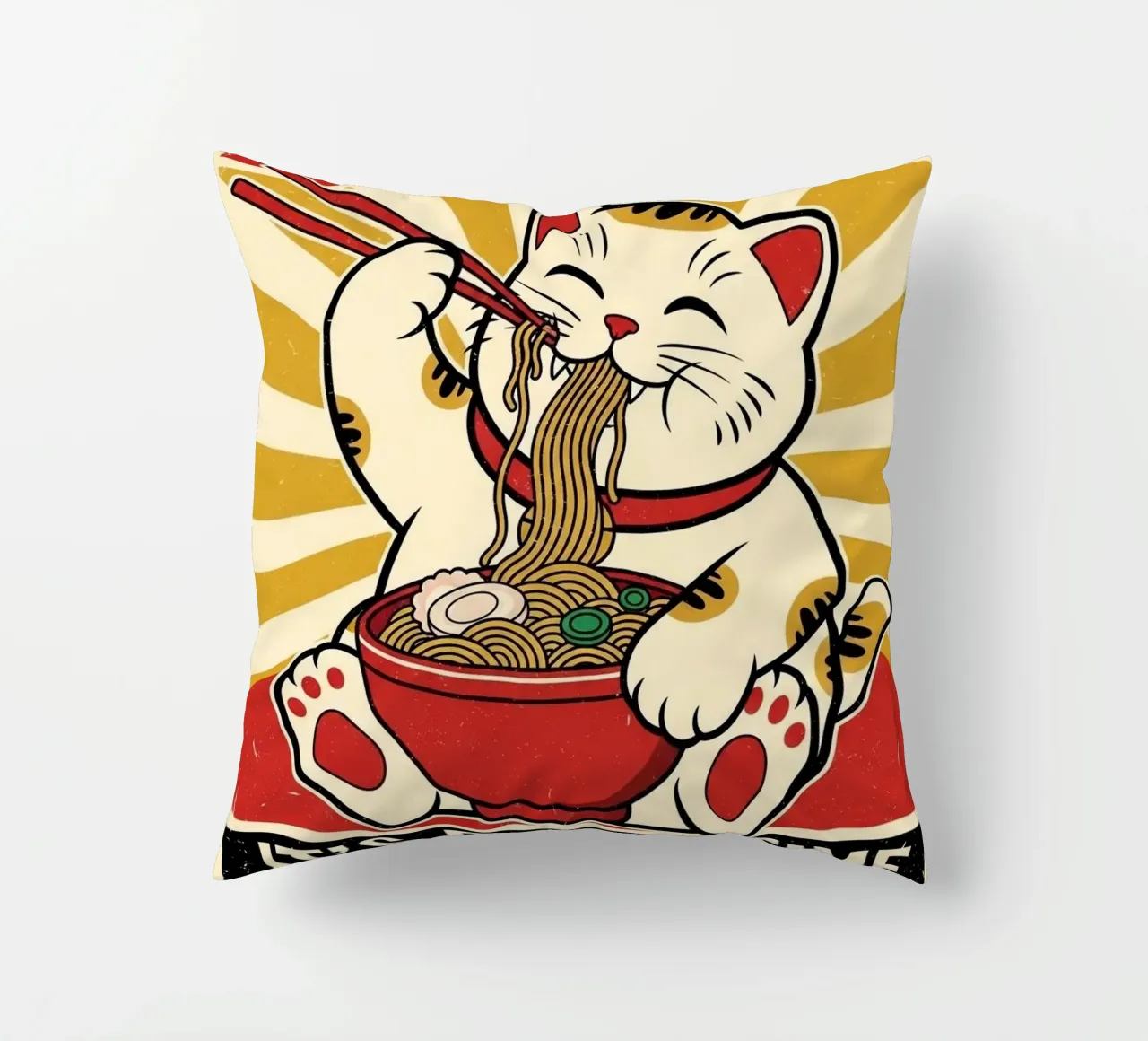 UMAI RAMEN CAT POSTER GIAPPONESE cuscino da Sentinal