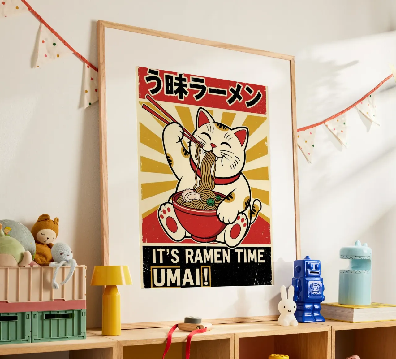 UMAI RAMEN CAT JAPANESE POSTER hahnemühle by Sentinal
