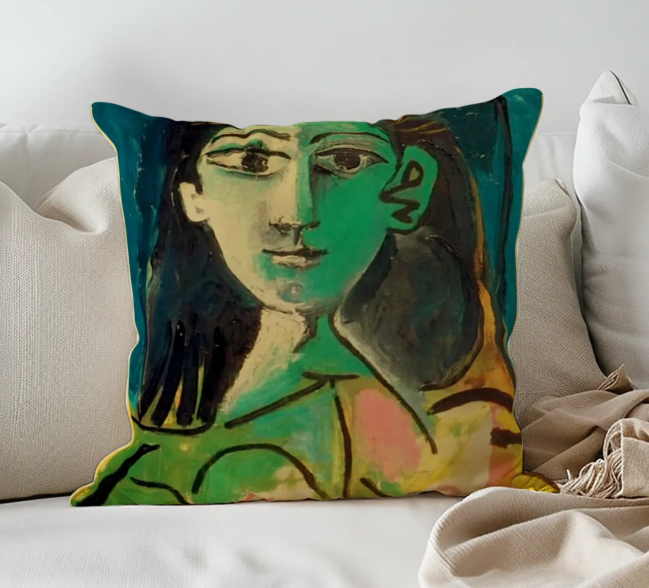 portrait de femme figure visage coussin de Amber Hughes
