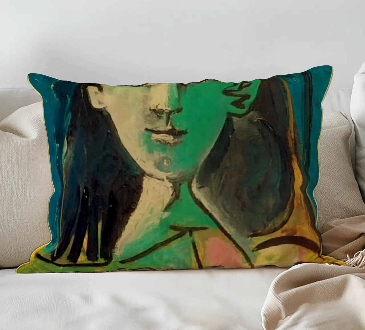 portrait de femme figure visage coussin de Amber Hughes