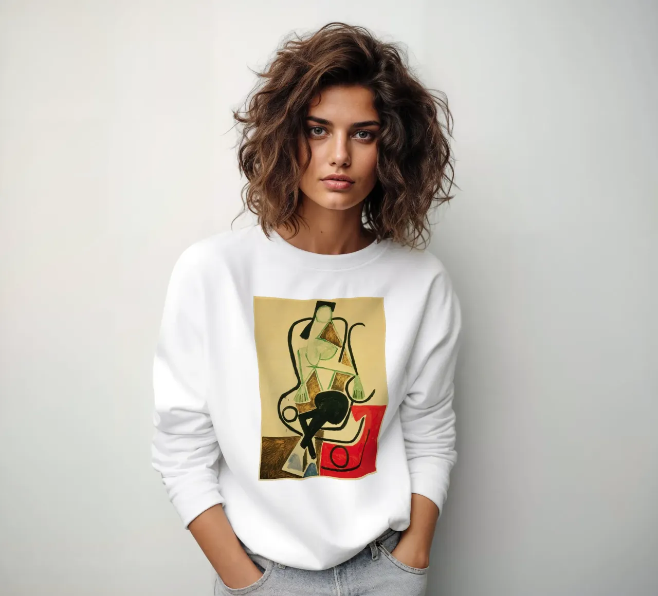 seated figure chair abstract form sweatshirt by Amber Hughes