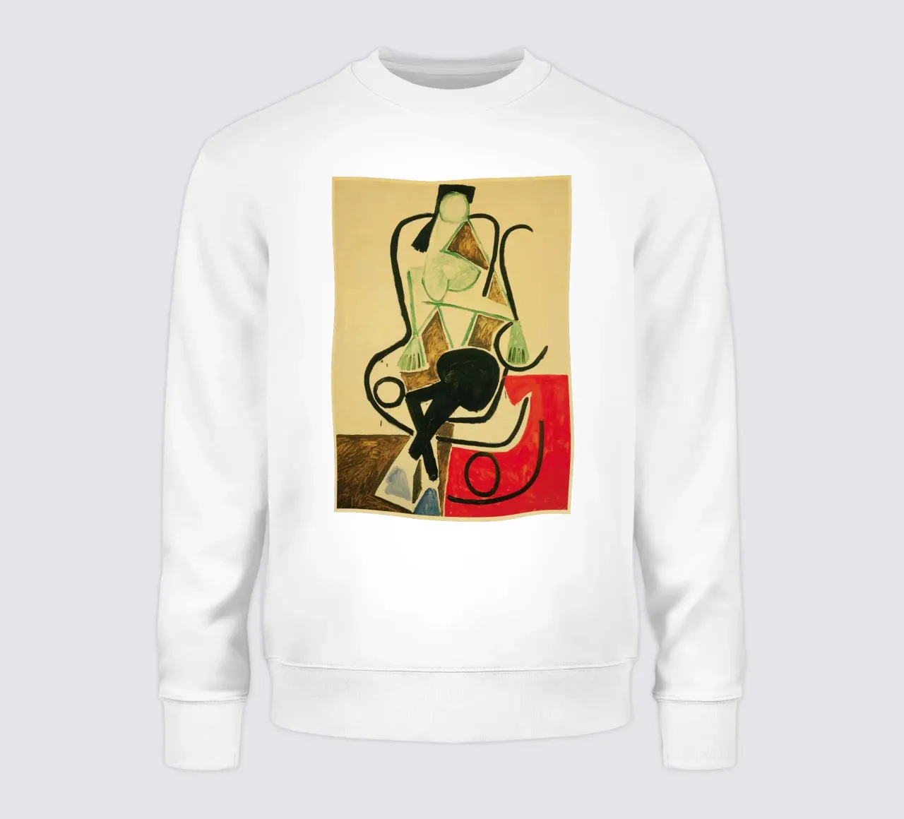 seated figure chair abstract form sweatshirt by Amber Hughes