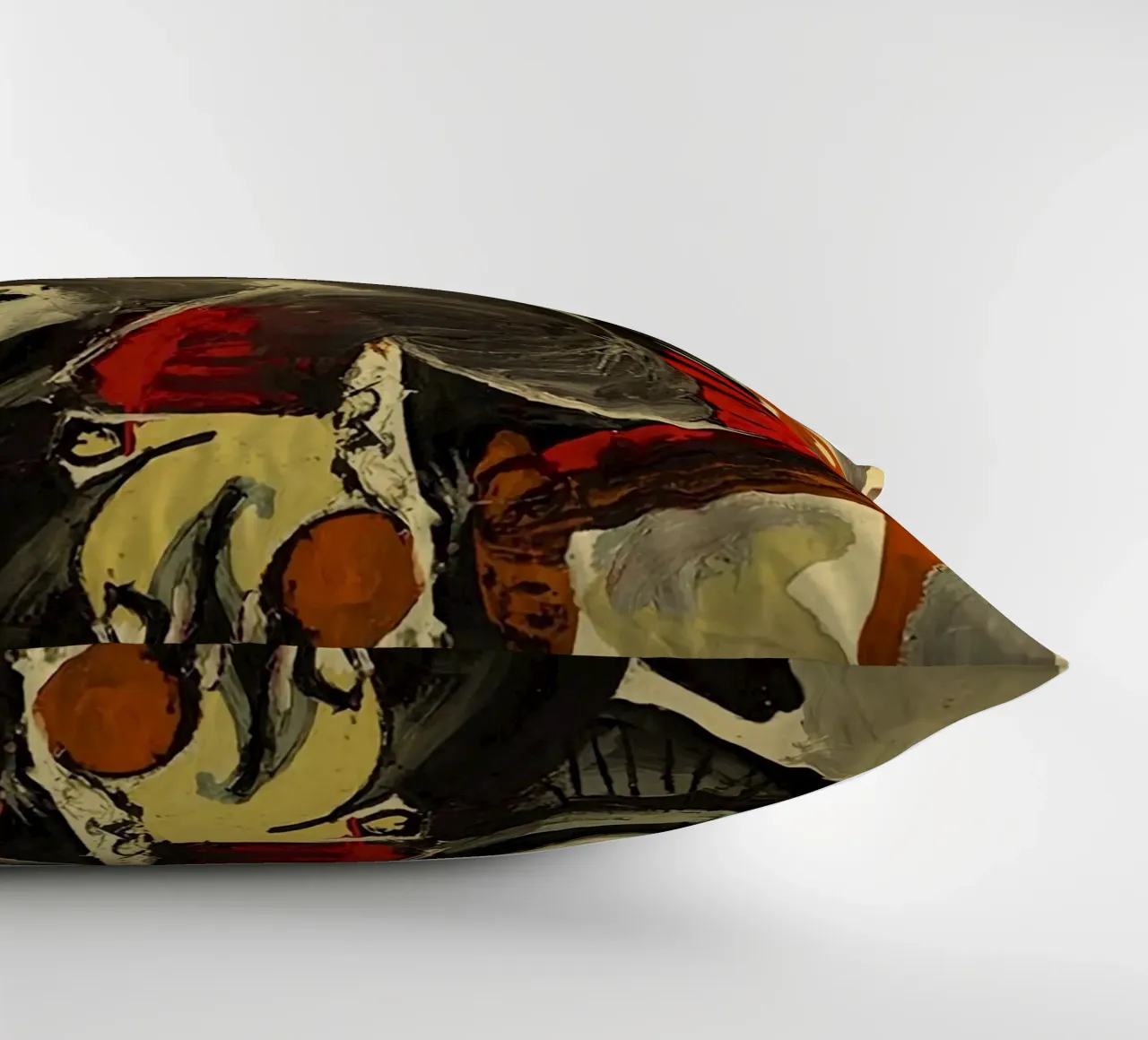 abstract portrait face eye nose mouth decorative cushion by Amber Hughes