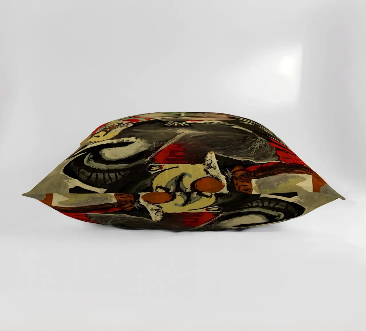 abstract portrait face eye nose mouth decorative cushion by Amber Hughes