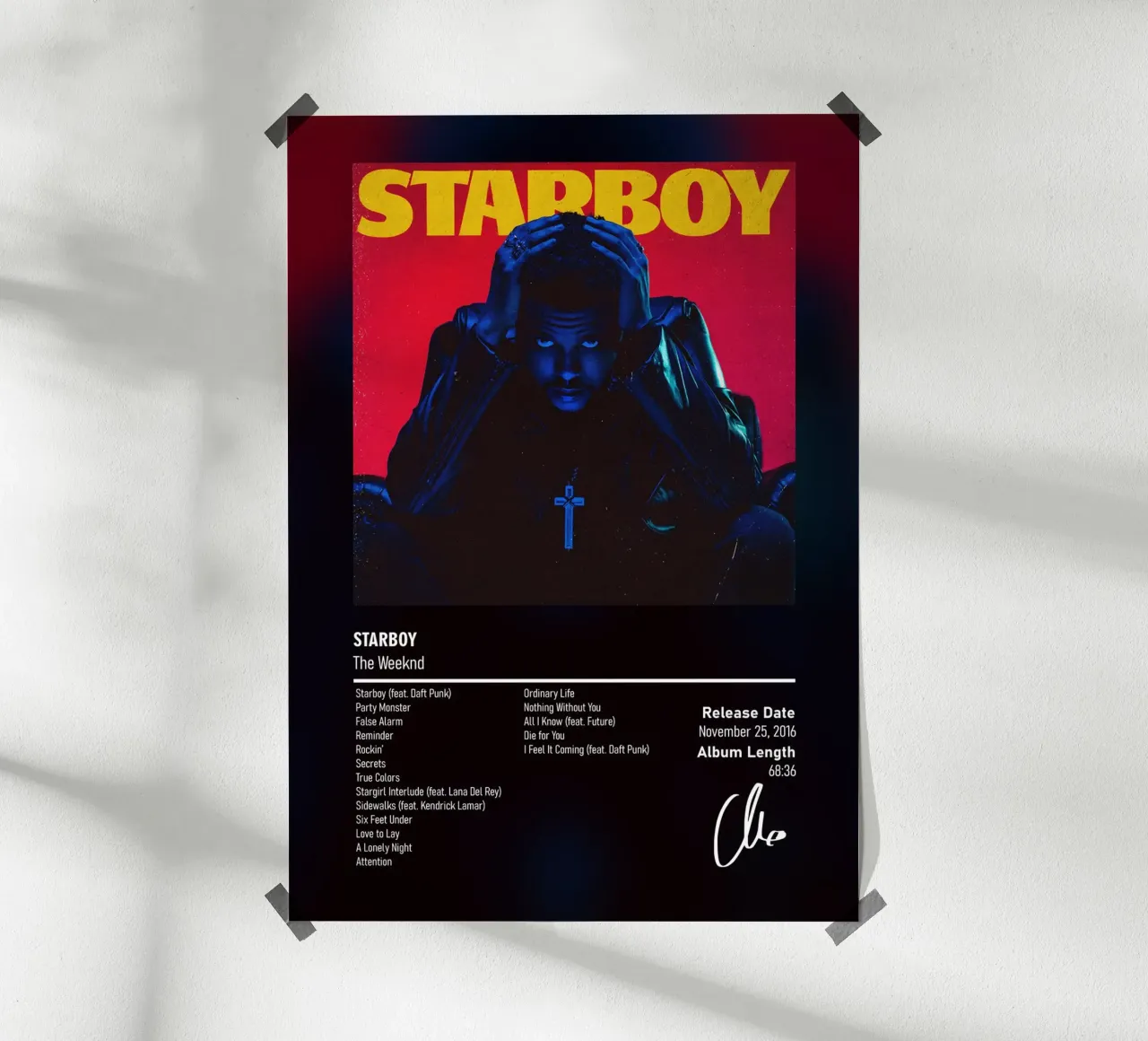 Starboy (2016) by The Weeknd carta hahnemühle da DGUnder