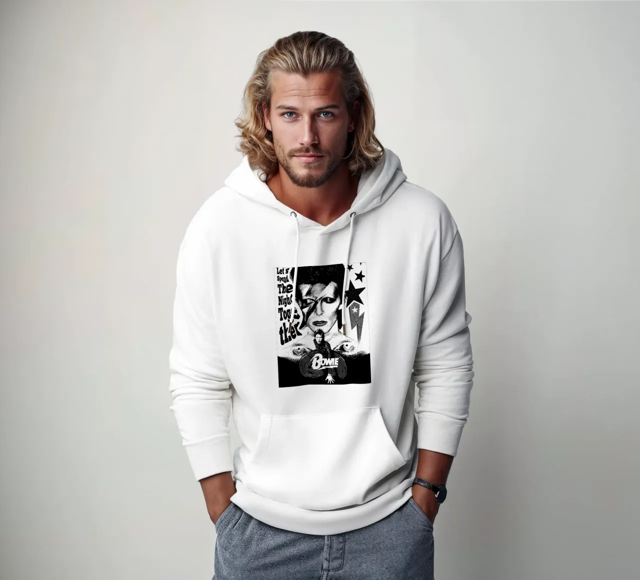 Passiamo la notte insieme bianco nero felpa con cappuccio da music soul