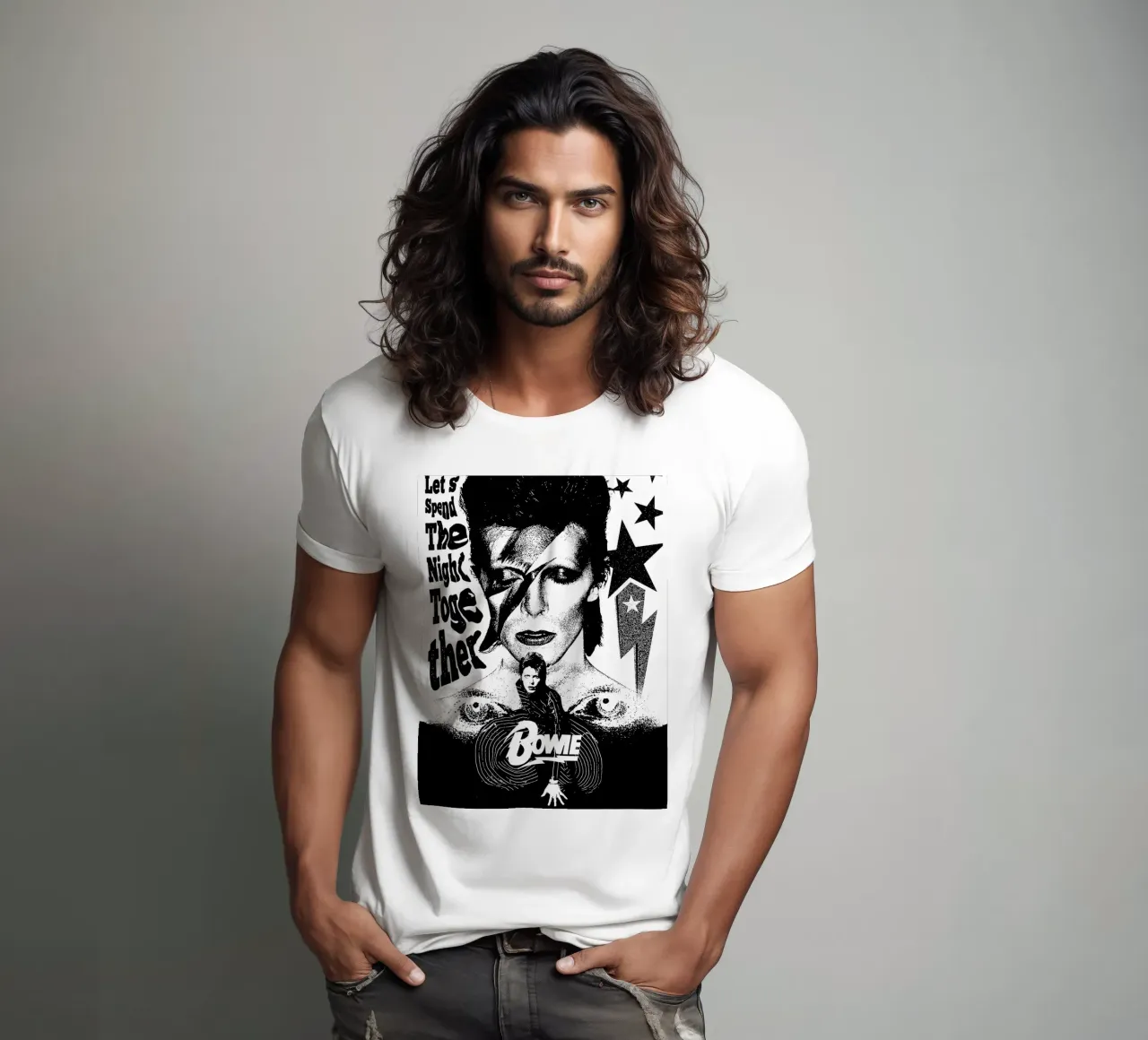 Let'S Spend The Night Together black white t-shirt by music soul