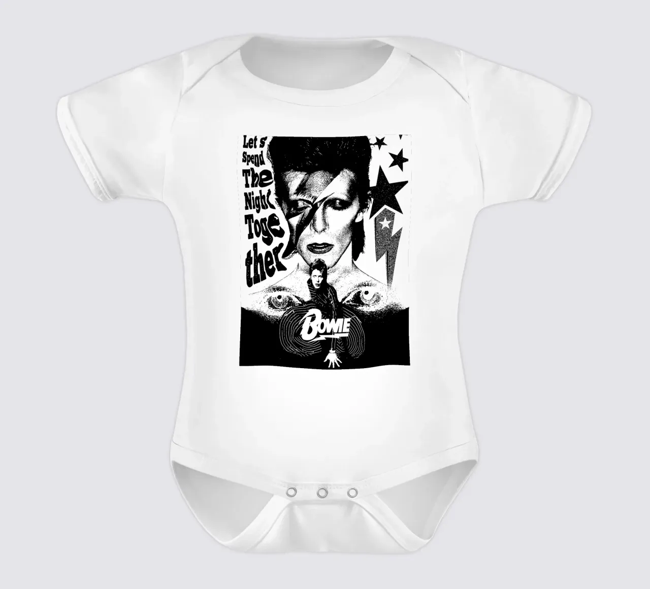 Let'S Spend The Night Together black white short-sleeve baby romper by music soul
